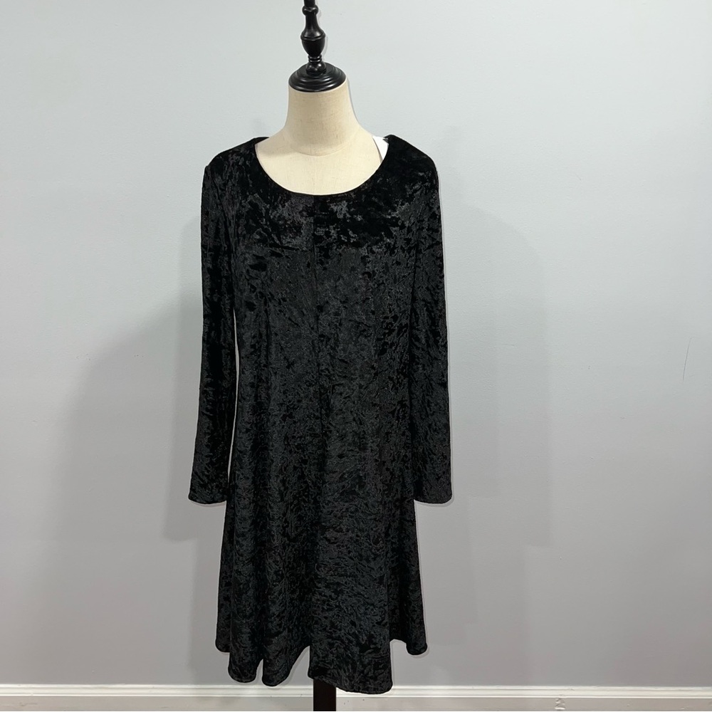 Context Lord & Taylor Black Long Sleeves Velvet Cozy Mini Dress - Reemoly